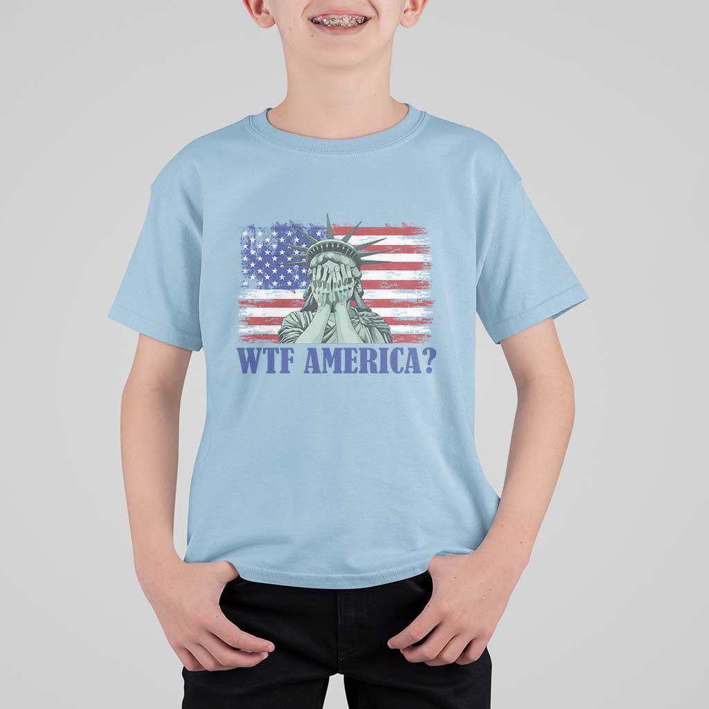 Funny American T Shirt For Kid Statue of Liberty WTF USA Freedom Satire - Wonder Print Shop