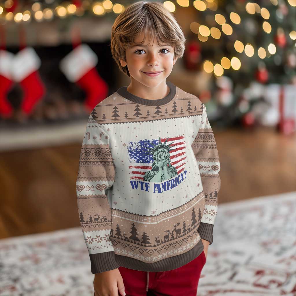 Funny American Ugly Christmas Sweater Statue of Liberty WTF USA Freedom Satire - Wonder Print Shop