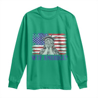 Funny American Long Sleeve Shirt Statue of Liberty WTF USA Freedom Satire - Wonder Print Shop