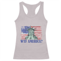 Funny American Racerback Tank Top Statue of Liberty WTF USA Freedom Satire - Wonder Print Shop