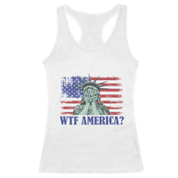 Funny American Racerback Tank Top Statue of Liberty WTF USA Freedom Satire - Wonder Print Shop