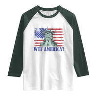 Funny American Raglan Shirt Statue of Liberty WTF USA Freedom Satire - Wonder Print Shop