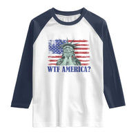 Funny American Raglan Shirt Statue of Liberty WTF USA Freedom Satire - Wonder Print Shop