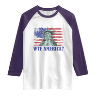 Funny American Raglan Shirt Statue of Liberty WTF USA Freedom Satire - Wonder Print Shop