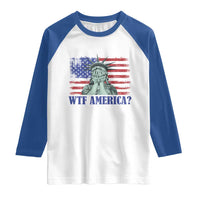 Funny American Raglan Shirt Statue of Liberty WTF USA Freedom Satire - Wonder Print Shop