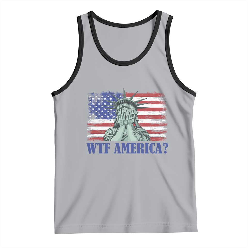 Funny American Tank Top Statue of Liberty WTF USA Freedom Satire - Wonder Print Shop