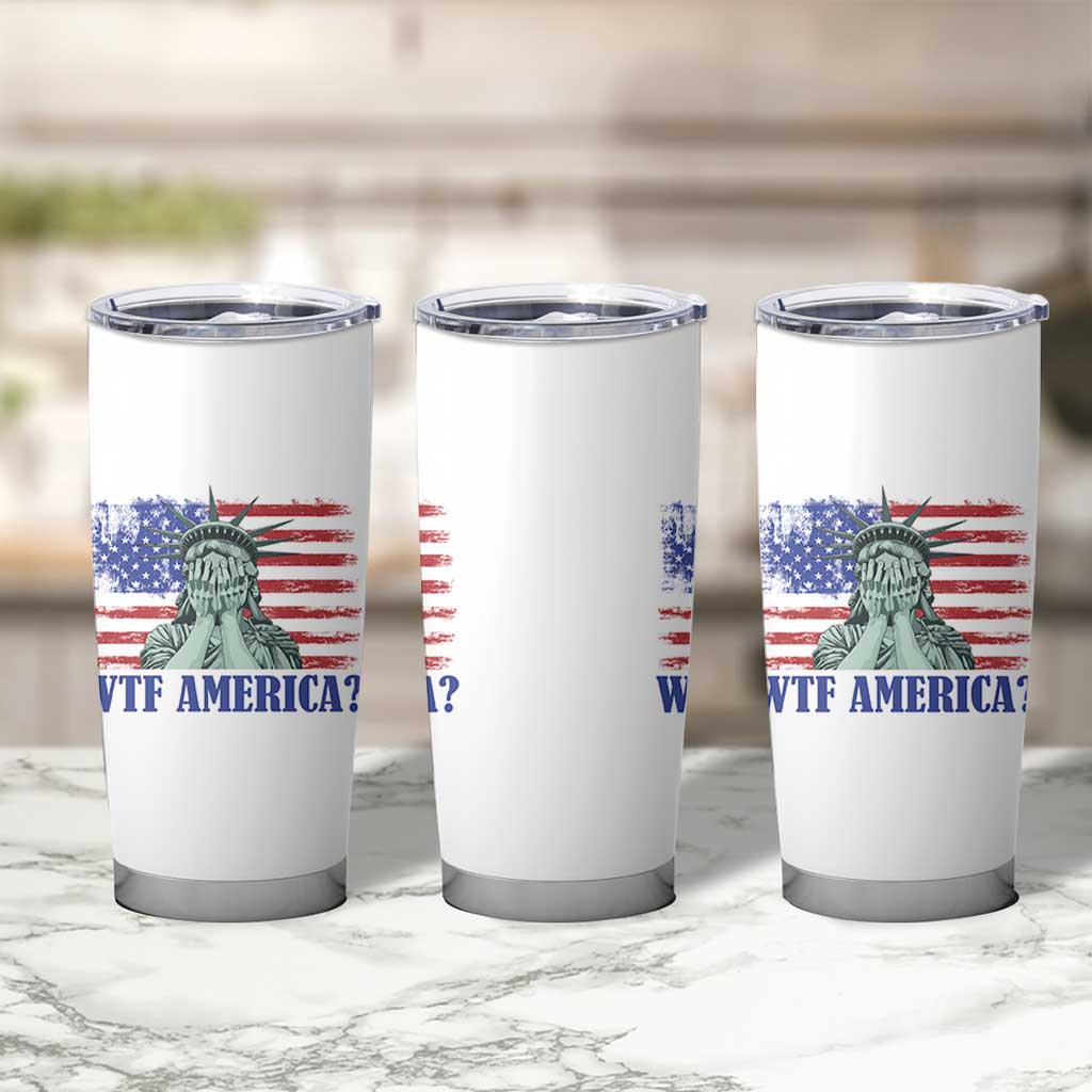 Funny American Tumbler Cup Statue of Liberty WTF USA Freedom Satire - Wonder Print Shop