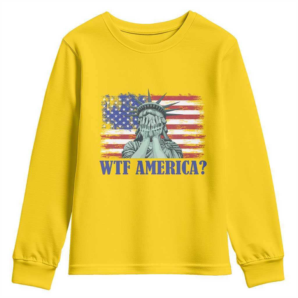 Funny American Youth Sweatshirt Statue of Liberty WTF USA Freedom Satire - Wonder Print Shop