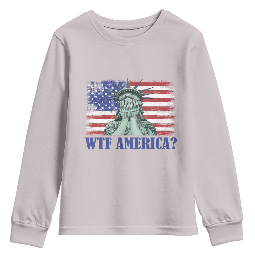 Funny American Youth Sweatshirt Statue of Liberty WTF USA Freedom Satire - Wonder Print Shop