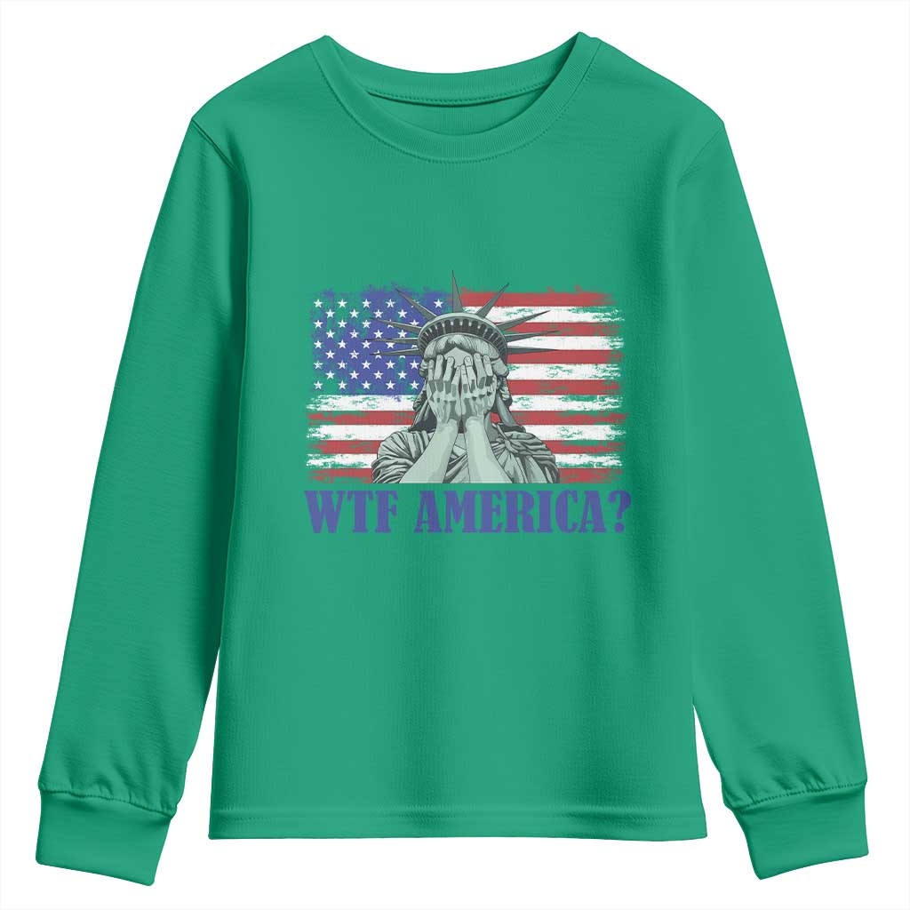 Funny American Youth Sweatshirt Statue of Liberty WTF USA Freedom Satire - Wonder Print Shop