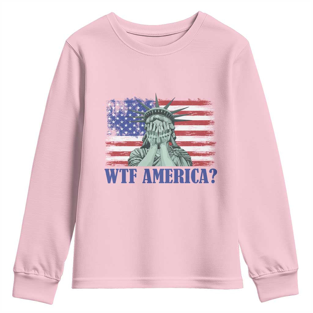 Funny American Youth Sweatshirt Statue of Liberty WTF USA Freedom Satire - Wonder Print Shop