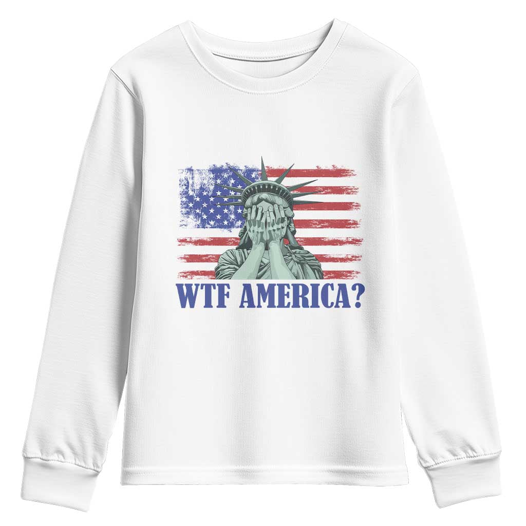 Funny American Youth Sweatshirt Statue of Liberty WTF USA Freedom Satire - Wonder Print Shop