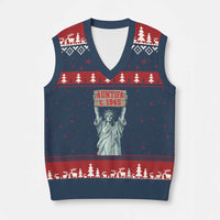 Antifa Fascism V-Neck Knit Sweater Vest Statue of Liberty Anti Fascism Patriotic - Wonder Print Shop