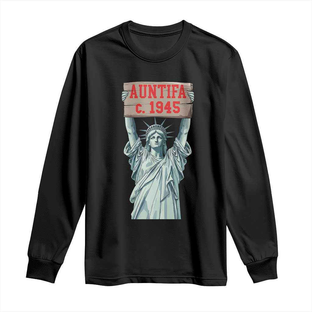 Antifa Fascism Long Sleeve Shirt Statue of Liberty Anti Fascism Patriotic - Wonder Print Shop