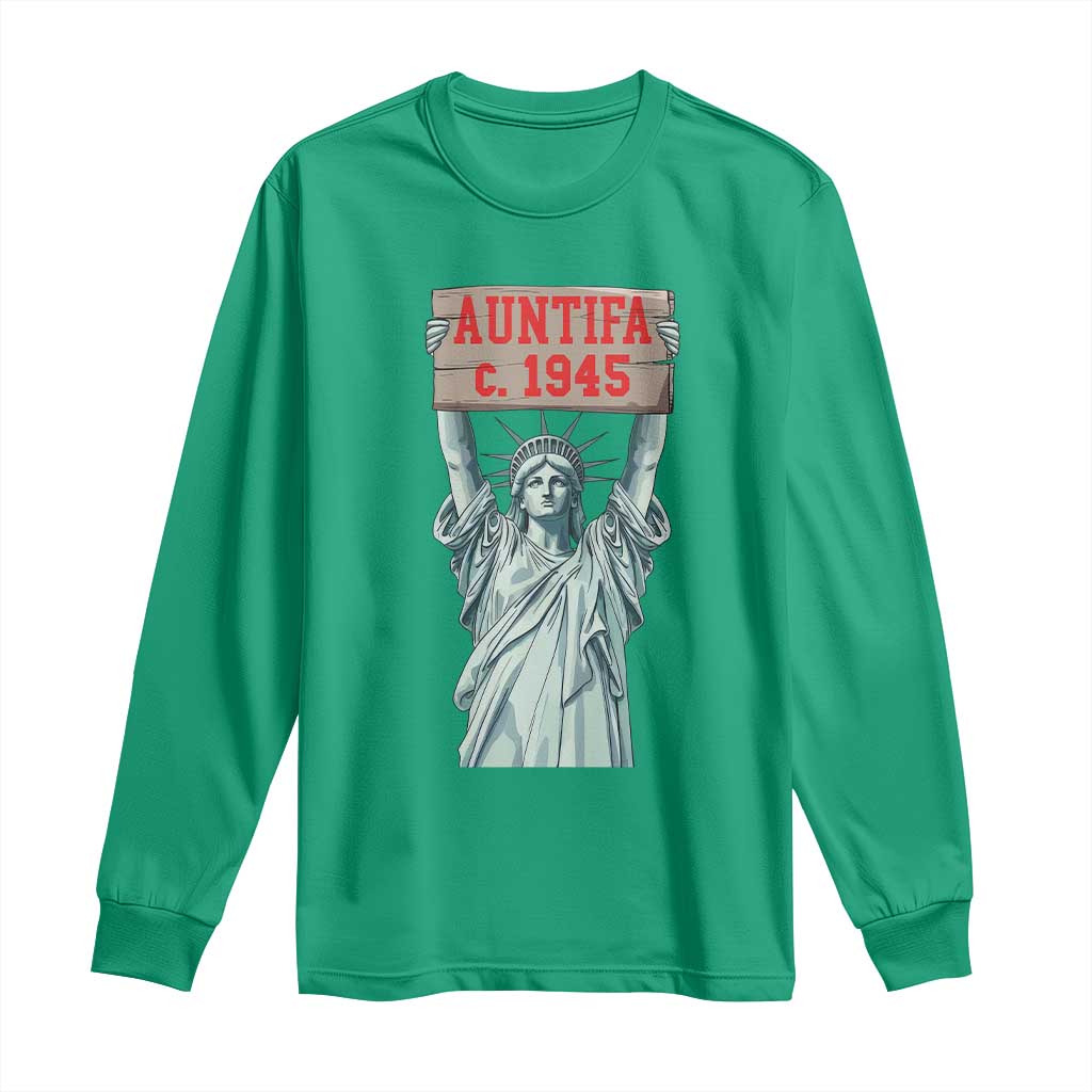 Antifa Fascism Long Sleeve Shirt Statue of Liberty Anti Fascism Patriotic - Wonder Print Shop