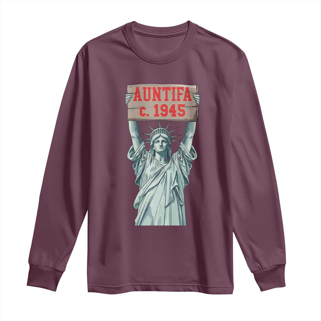 Antifa Fascism Long Sleeve Shirt Statue of Liberty Anti Fascism Patriotic - Wonder Print Shop