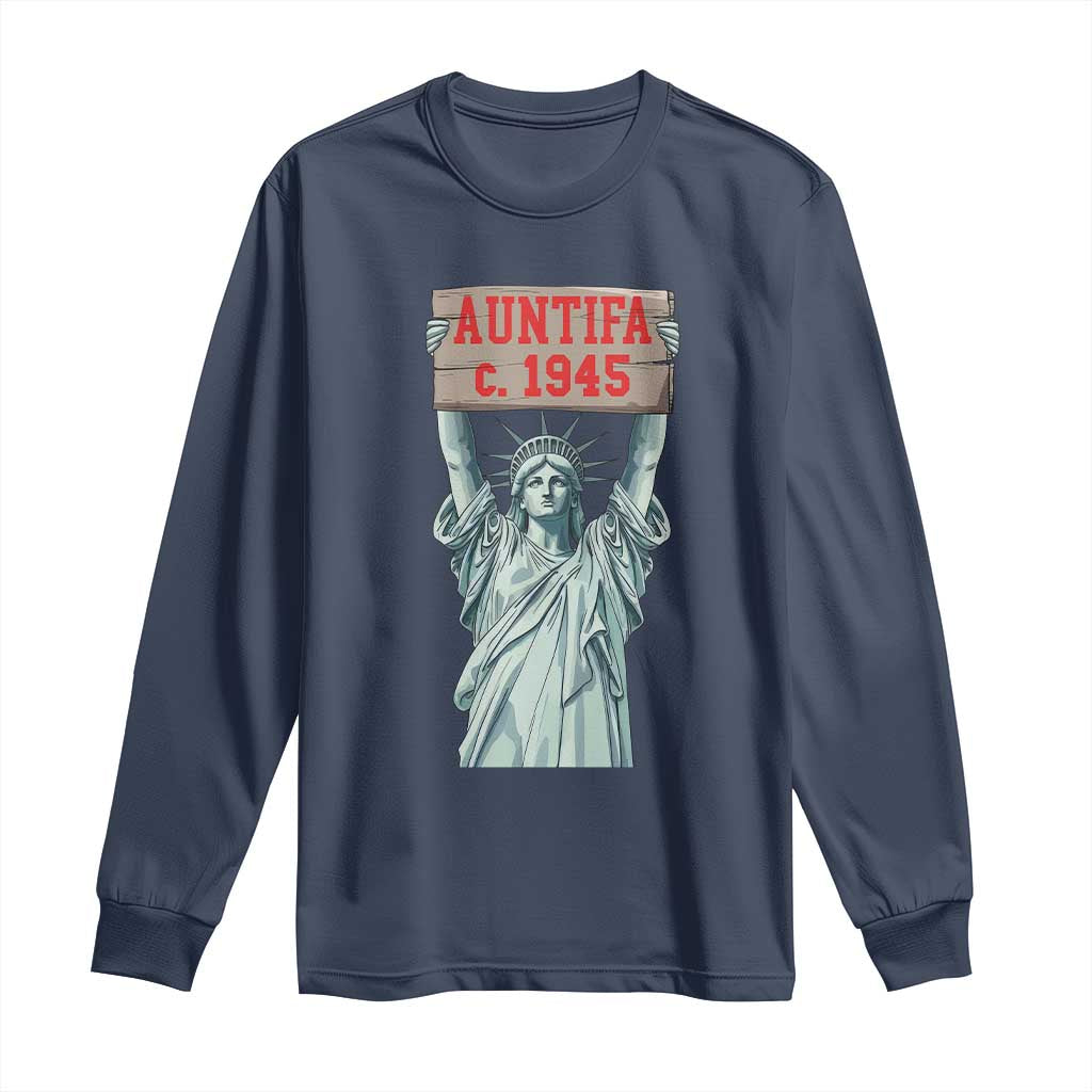 Antifa Fascism Long Sleeve Shirt Statue of Liberty Anti Fascism Patriotic - Wonder Print Shop