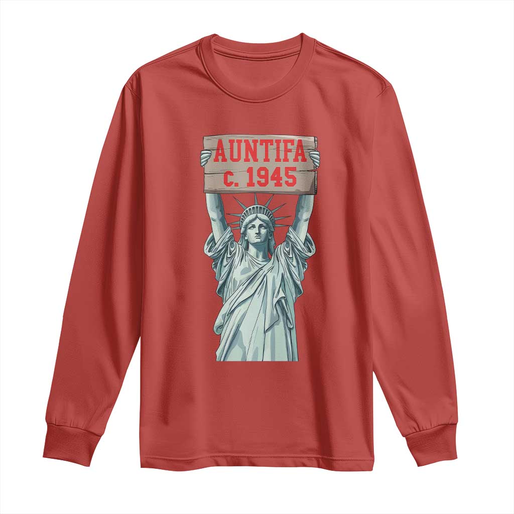 Antifa Fascism Long Sleeve Shirt Statue of Liberty Anti Fascism Patriotic - Wonder Print Shop