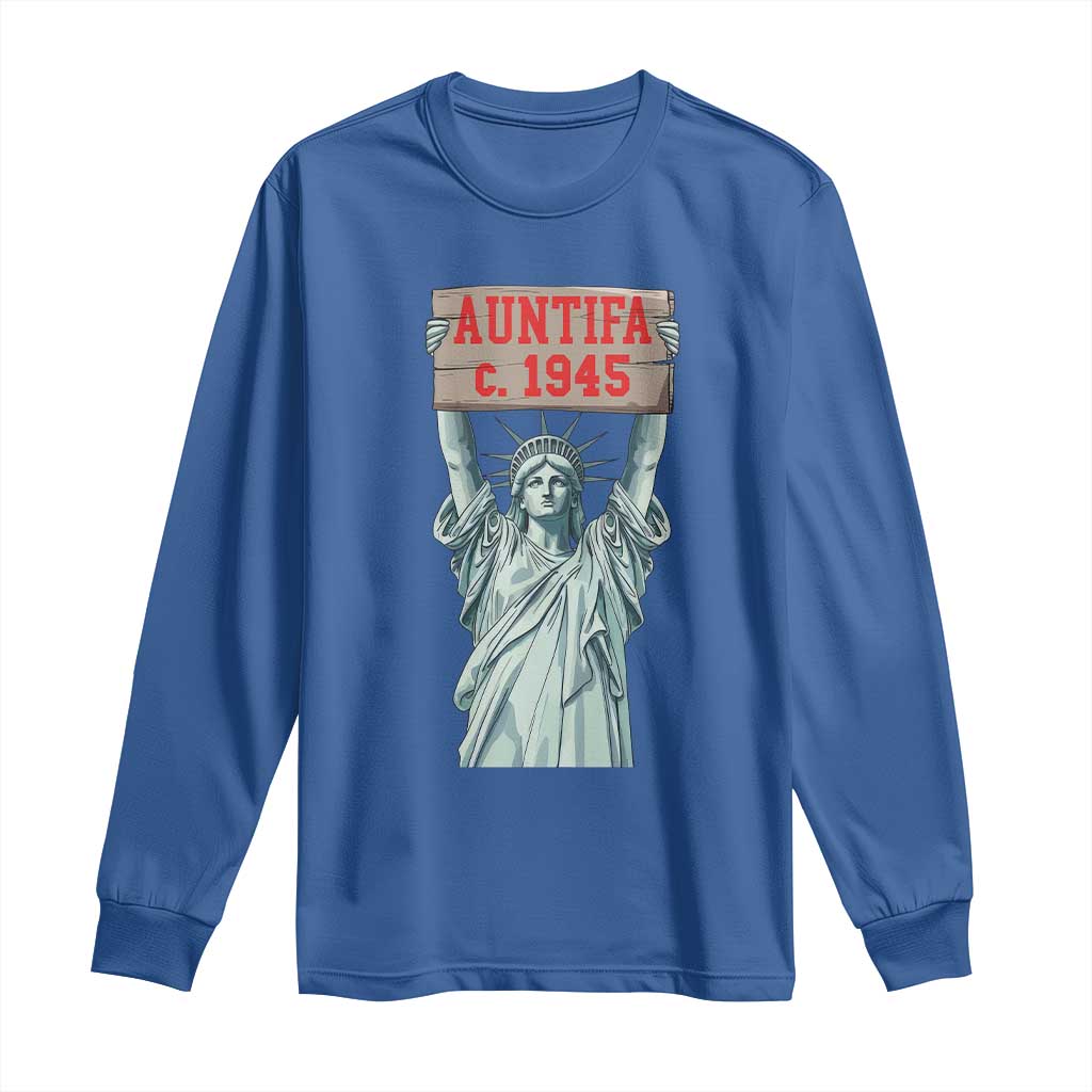 Antifa Fascism Long Sleeve Shirt Statue of Liberty Anti Fascism Patriotic - Wonder Print Shop