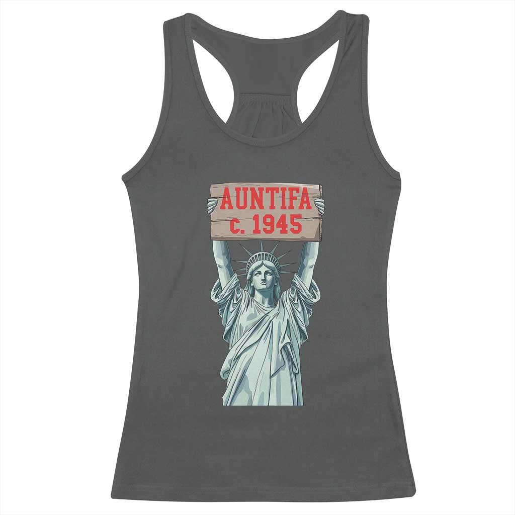 Antifa Fascism Racerback Tank Top Statue of Liberty Anti Fascism Patriotic - Wonder Print Shop