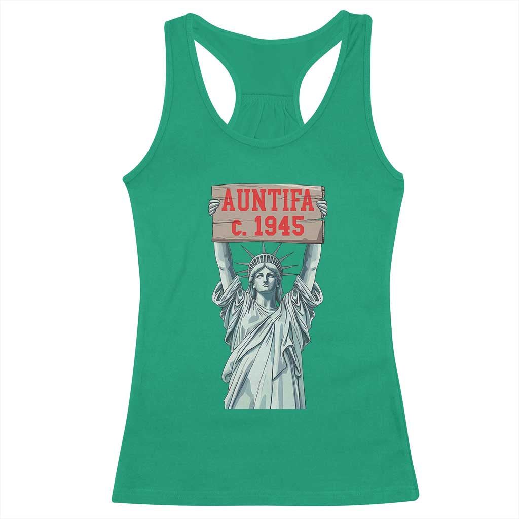 Antifa Fascism Racerback Tank Top Statue of Liberty Anti Fascism Patriotic - Wonder Print Shop
