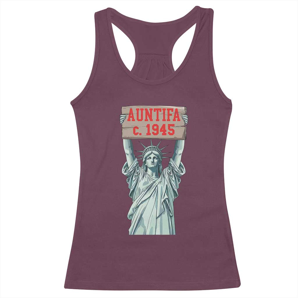 Antifa Fascism Racerback Tank Top Statue of Liberty Anti Fascism Patriotic - Wonder Print Shop