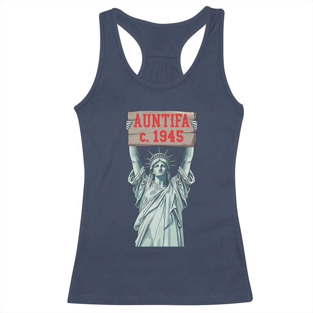 Antifa Fascism Racerback Tank Top Statue of Liberty Anti Fascism Patriotic - Wonder Print Shop