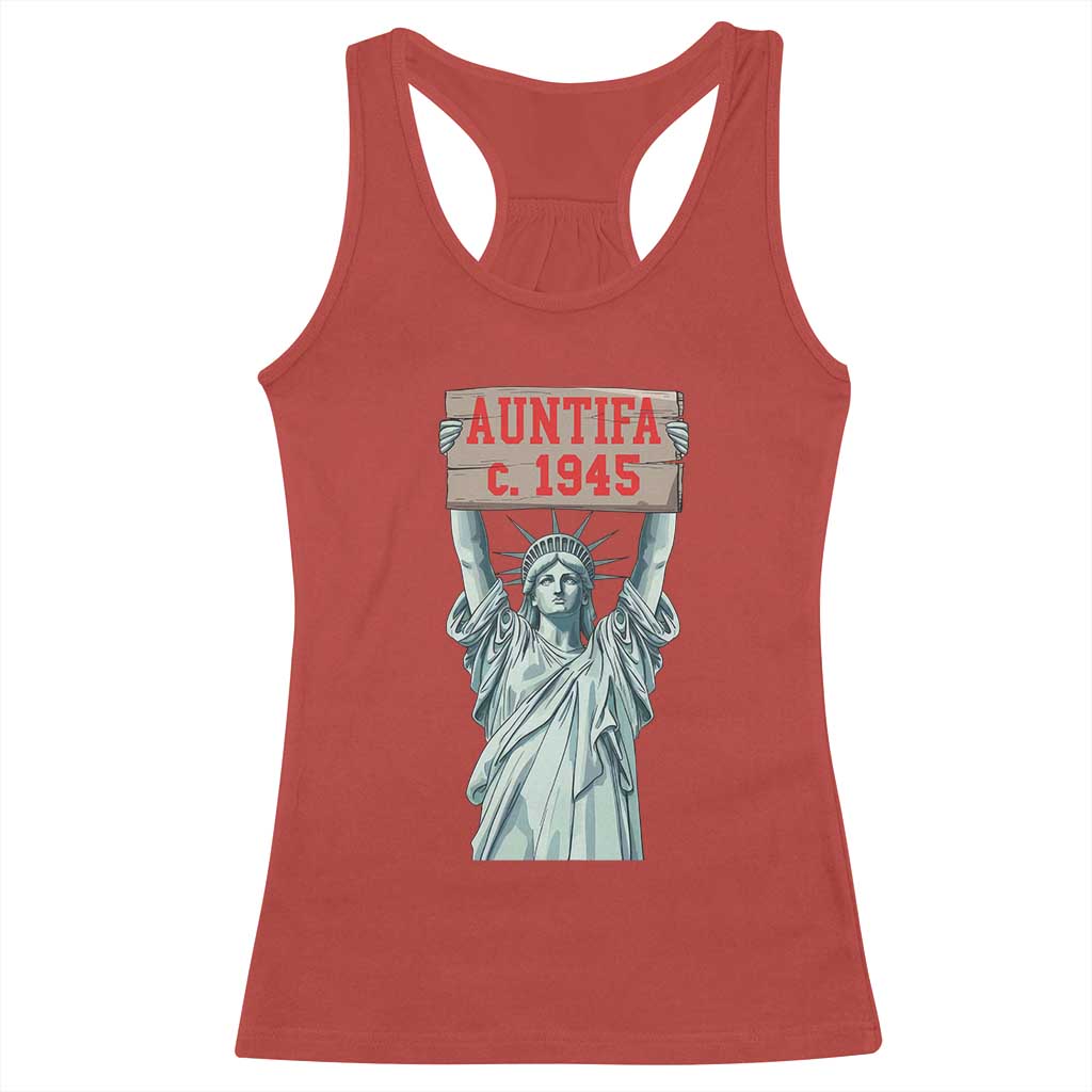 Antifa Fascism Racerback Tank Top Statue of Liberty Anti Fascism Patriotic - Wonder Print Shop