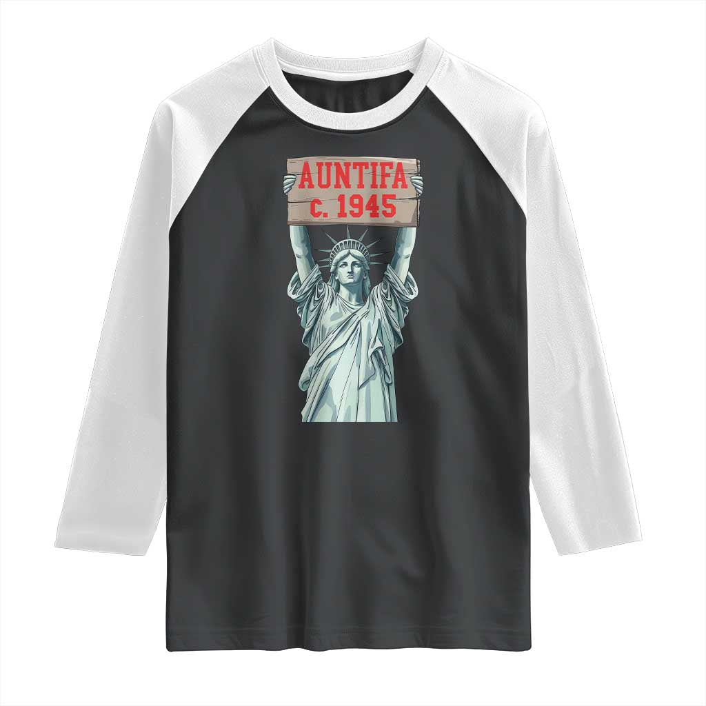 Antifa Fascism Raglan Shirt Statue of Liberty Anti Fascism Patriotic - Wonder Print Shop