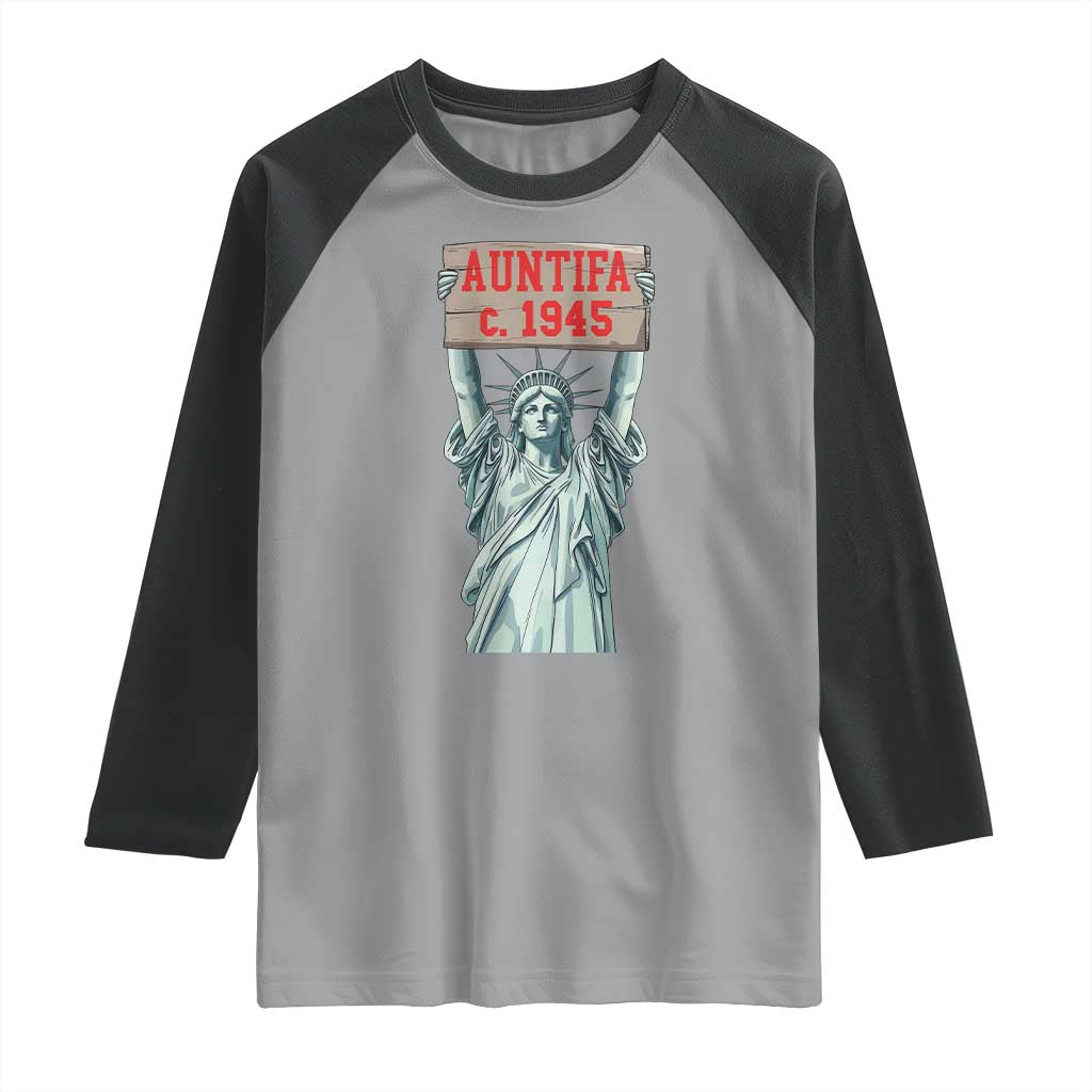 Antifa Fascism Raglan Shirt Statue of Liberty Anti Fascism Patriotic - Wonder Print Shop