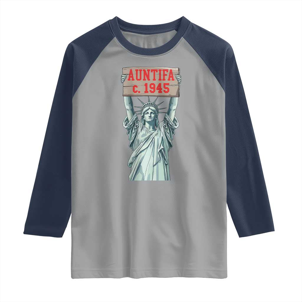 Antifa Fascism Raglan Shirt Statue of Liberty Anti Fascism Patriotic - Wonder Print Shop