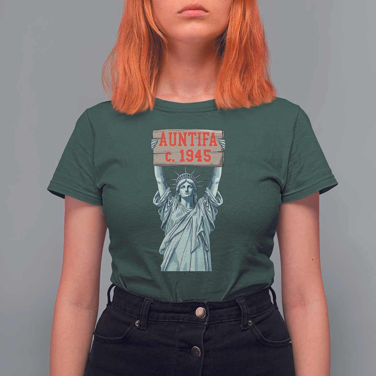Antifa Fascism T Shirt For Women Statue of Liberty Anti Fascism Patriotic - Wonder Print Shop