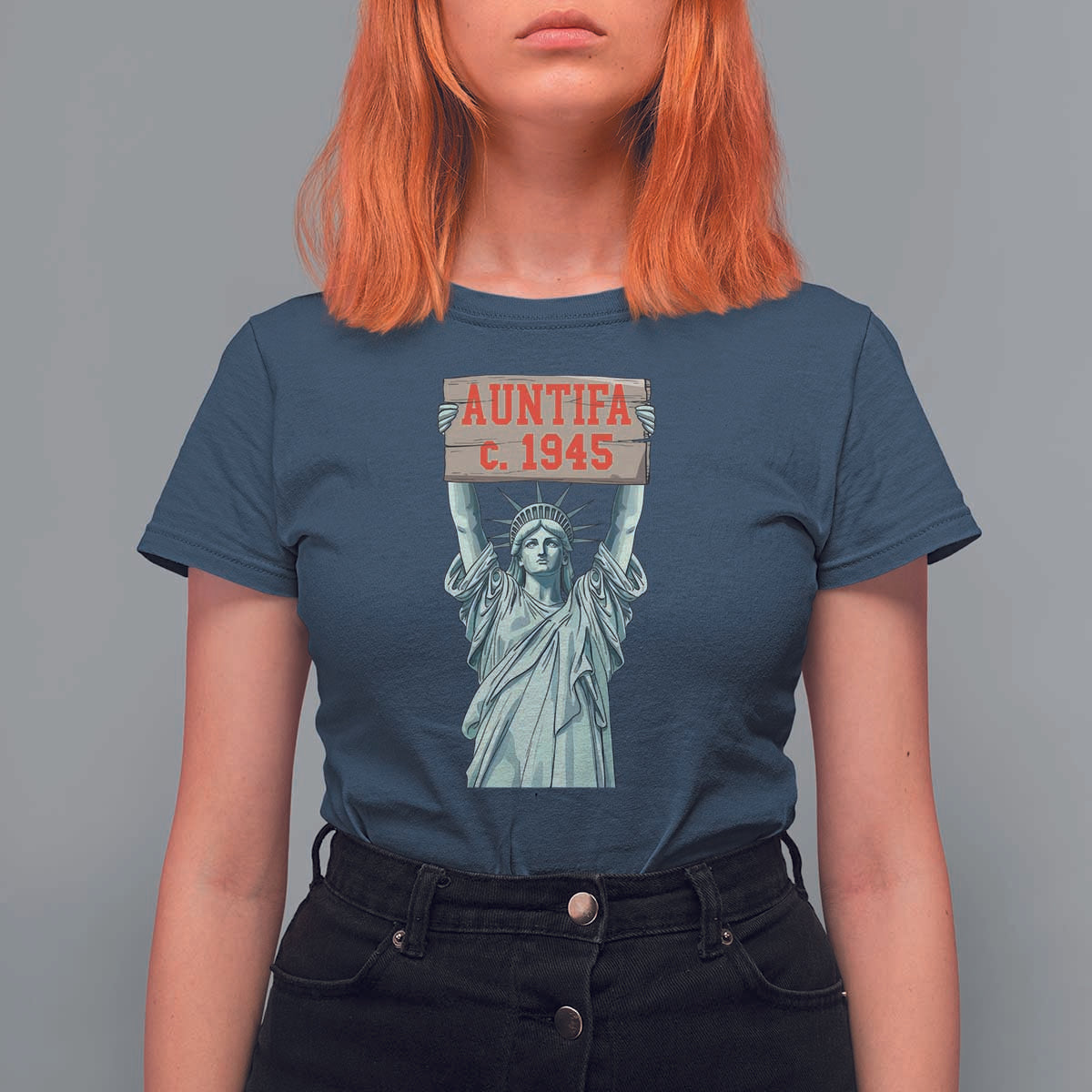 Antifa Fascism T Shirt For Women Statue of Liberty Anti Fascism Patriotic - Wonder Print Shop