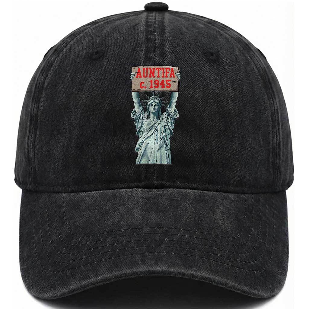 Antifa Fascism Washed Cotton Baseball Cap Statue of Liberty Anti Fascism Patriotic