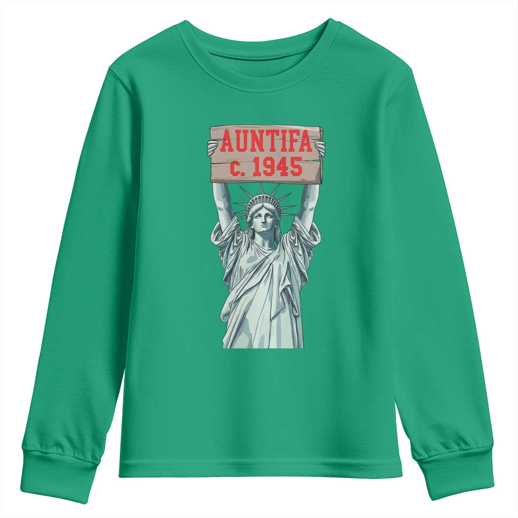 Antifa Fascism Youth Sweatshirt Statue of Liberty Anti Fascism Patriotic - Wonder Print Shop