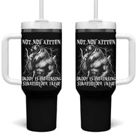 Not Now Kitten Daddy Increasing Shareholder Value Tumbler With Handle Funny Alpha Wolf Meme