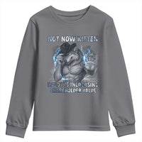 Not Now Kitten Daddy Increasing Shareholder Value Youth Sweatshirt Funny Wolf Meme
