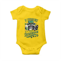Funny St Patricks Day Raccoon Drinking Beer Baby Onesie If I Shenan Once I'll Shenanigan