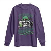 Funny St Patricks Day Raccoon Drinking Beer Long Sleeve Shirt If I Shenan Once I'll Shenanigan