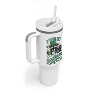 Funny St Patricks Day Raccoon Drinking Beer Tumbler With Handle If I Shenan Once I'll Shenanigan