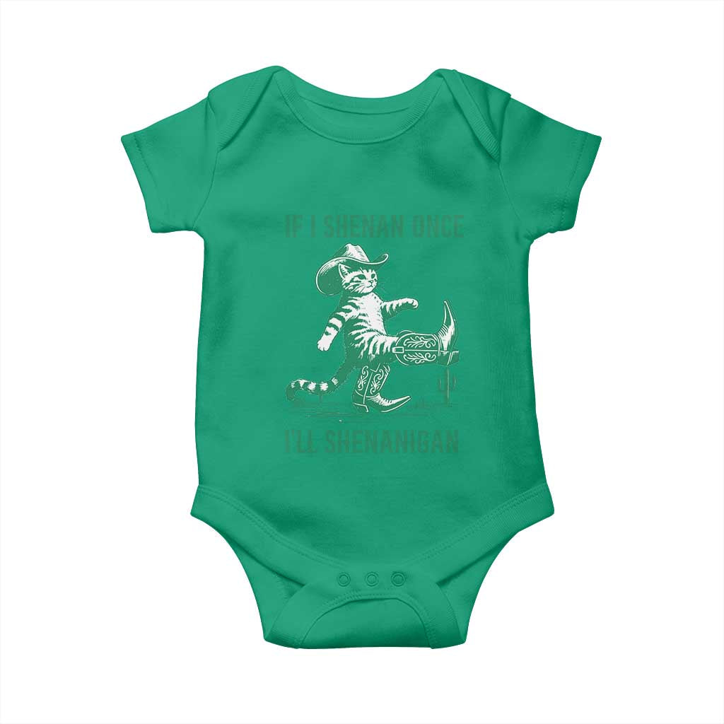 Cowboy Cat St Patrick Day Baby Onesie If I Shenan Once I'll Shenanigan