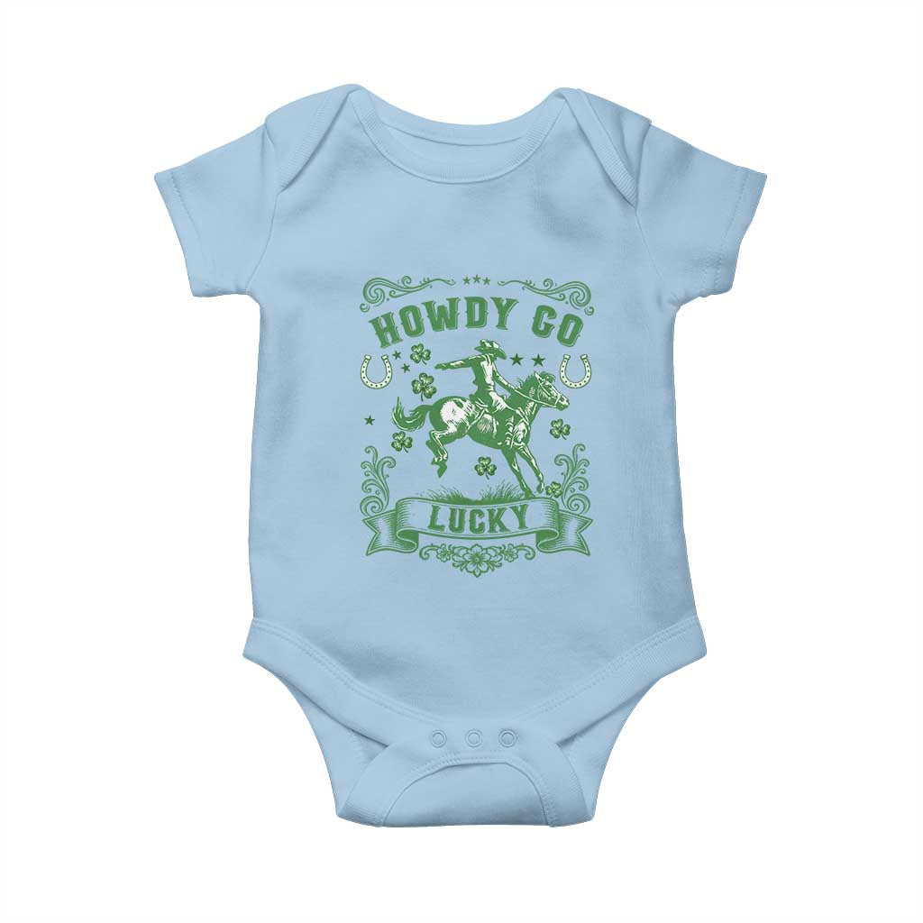 Cowboy St Patrick's Day Baby Onesie Howdy Go Lucky