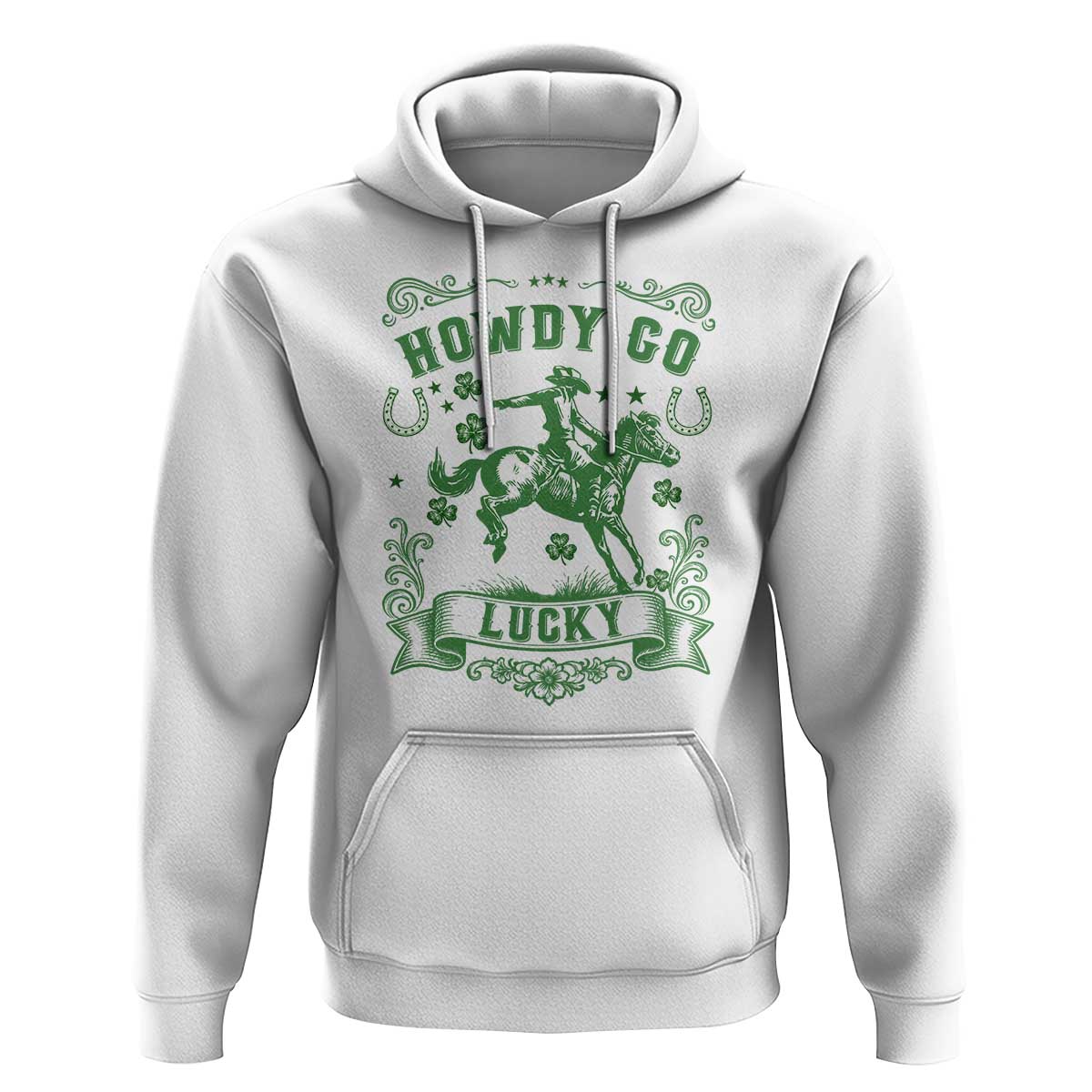Cowboy St Patrick's Day Hoodie Howdy Go Lucky