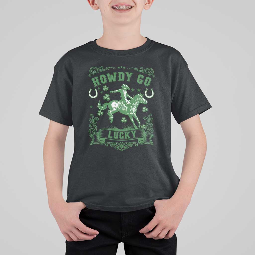 Cowboy St Patrick's Day T Shirt For Kid Howdy Go Lucky