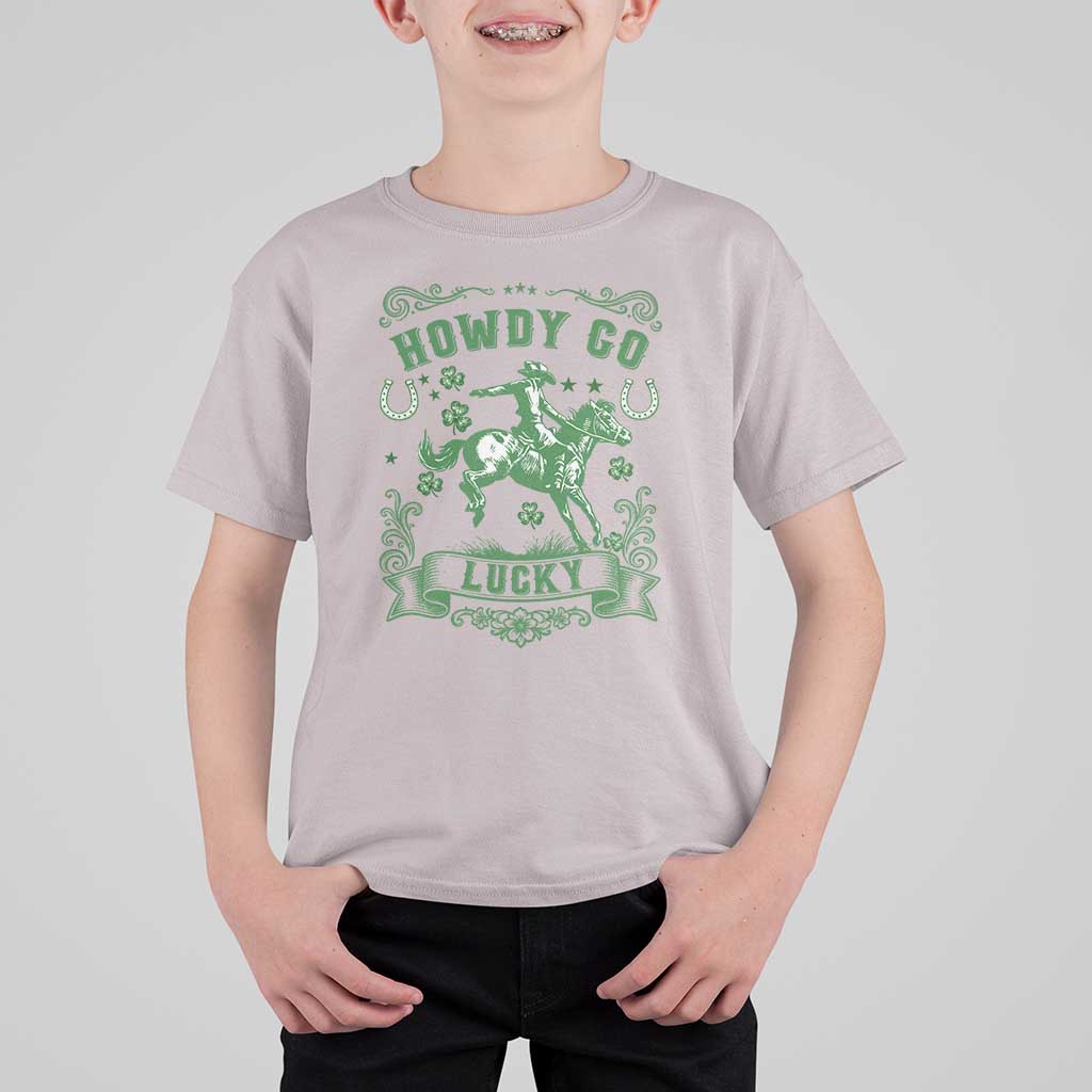 Cowboy St Patrick's Day T Shirt For Kid Howdy Go Lucky