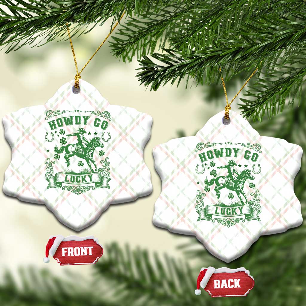 Cowboy St Patrick's Day Ceramic Ornament Howdy Go Lucky