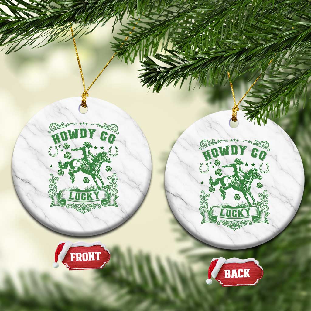 Cowboy St Patrick's Day Ceramic Ornament Howdy Go Lucky