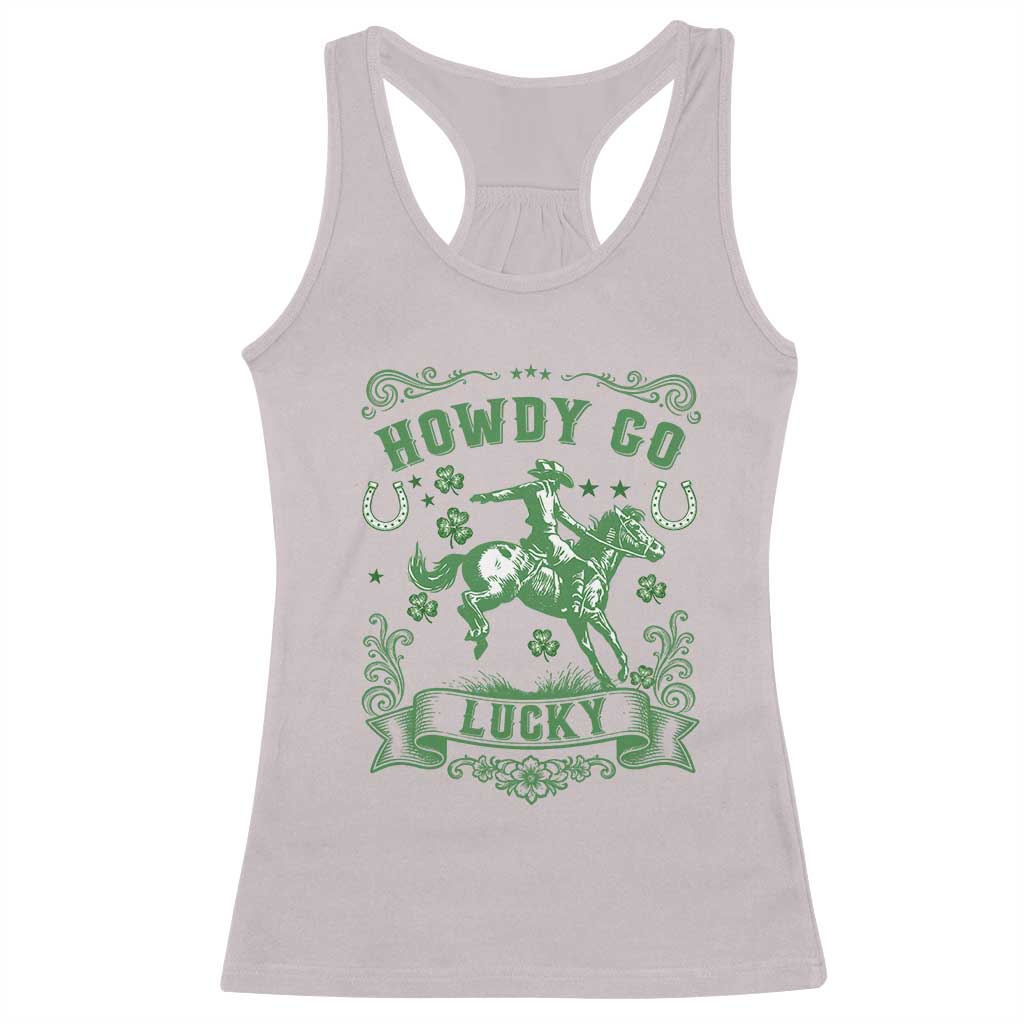 Cowboy St Patrick's Day Racerback Tank Top Howdy Go Lucky