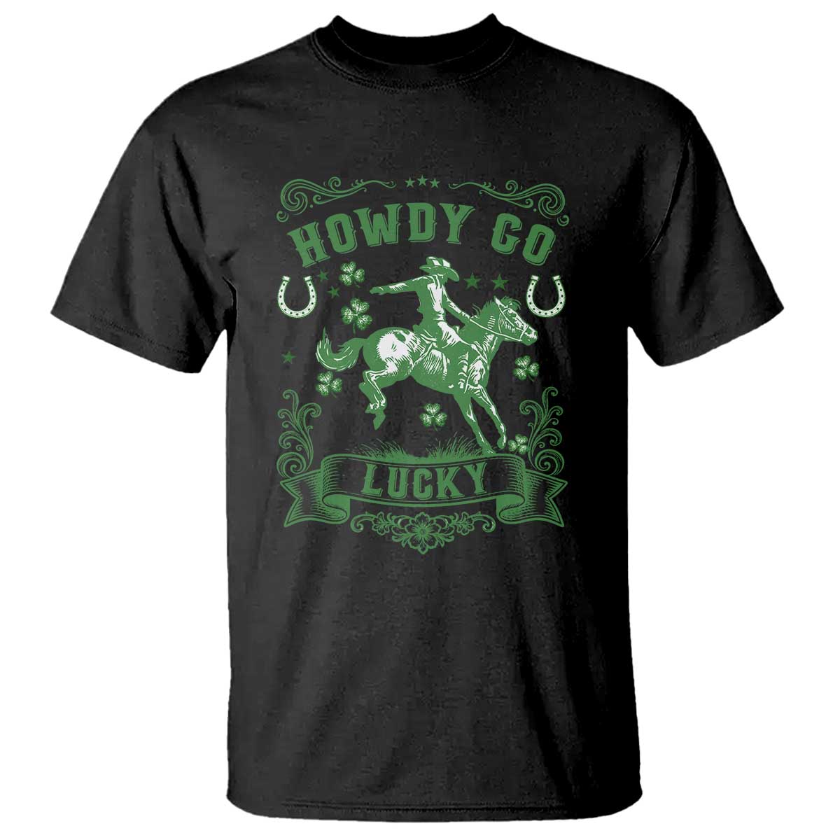 Cowboy St Patrick's Day T Shirt Howdy Go Lucky