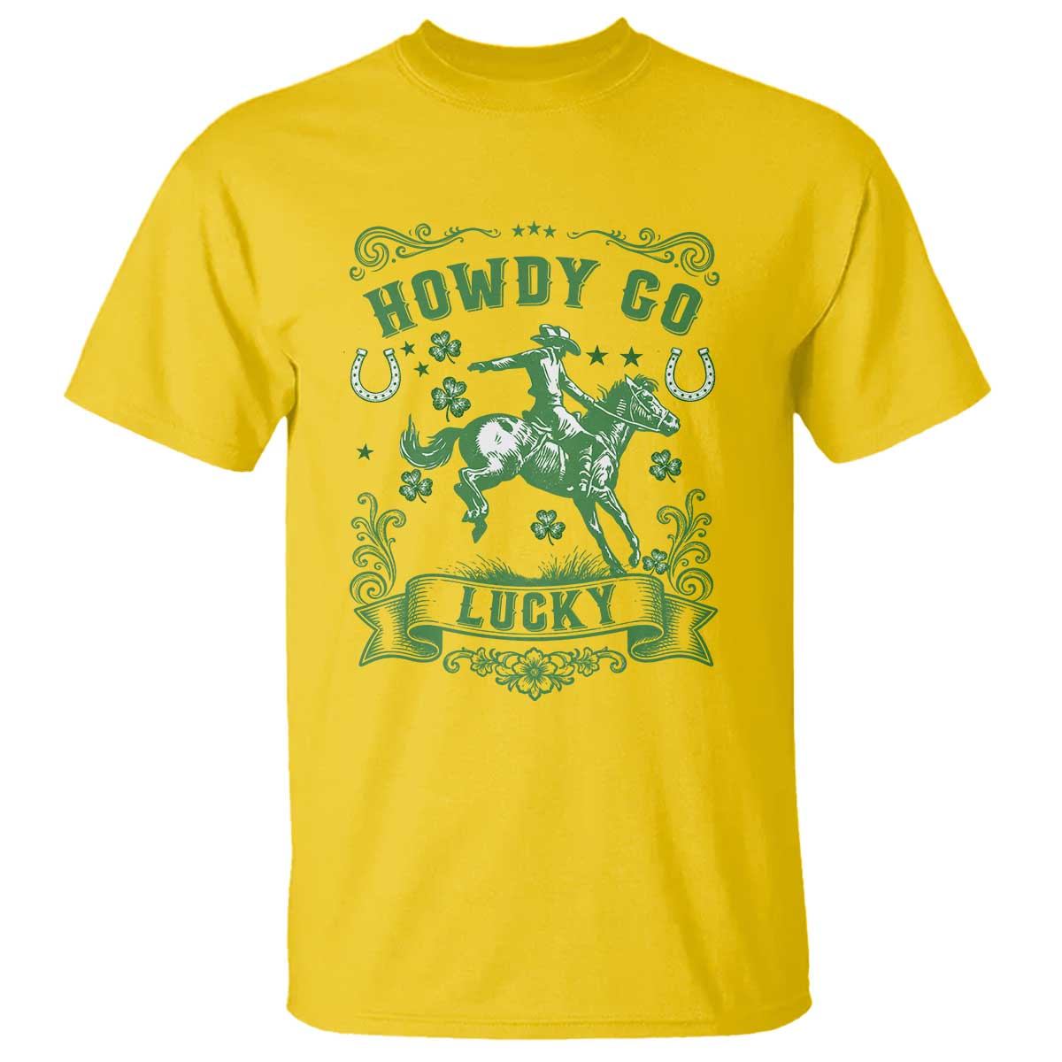 Cowboy St Patrick's Day T Shirt Howdy Go Lucky